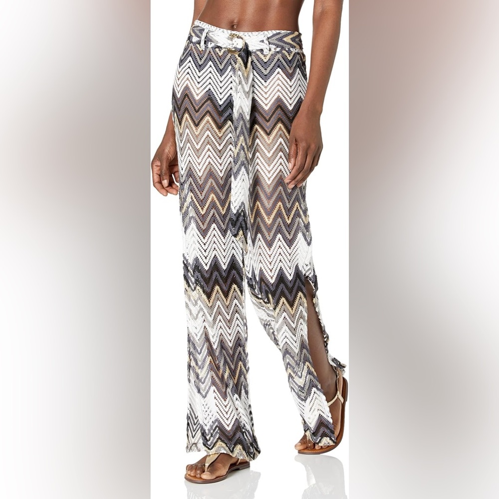 NWT Trina Turk Pants Women Multicolor Drift Belted Side Slit Cover-Up Sz M - Picture 1 of 3